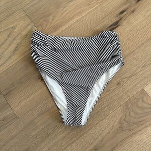 Felnart Womens Black and White Striped High Waist Cheeky Swim Bottoms NWT Sz XL